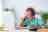 Happy student during online language lesson